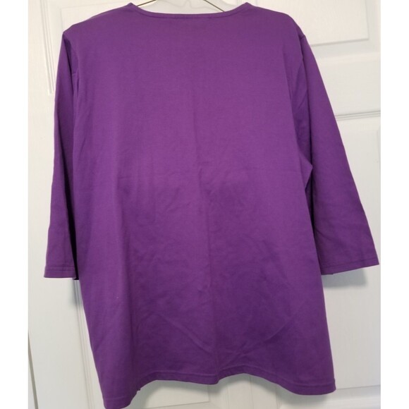 Bob Mackie Women's Top Size XL Purple V-Neck Embroidered Wearable Art - Picture 3 of 5